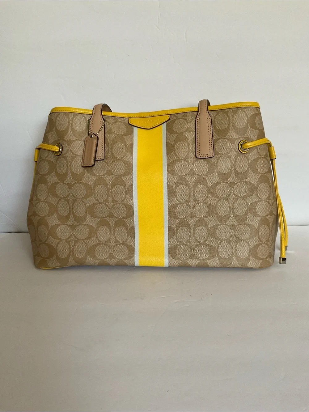 Coach Yellow and Tan Signature Tote